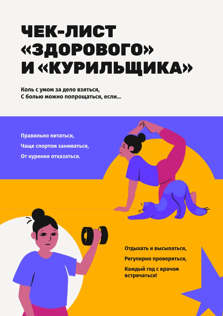 Инфографика: чек-лист «здорового» и «курильщика»